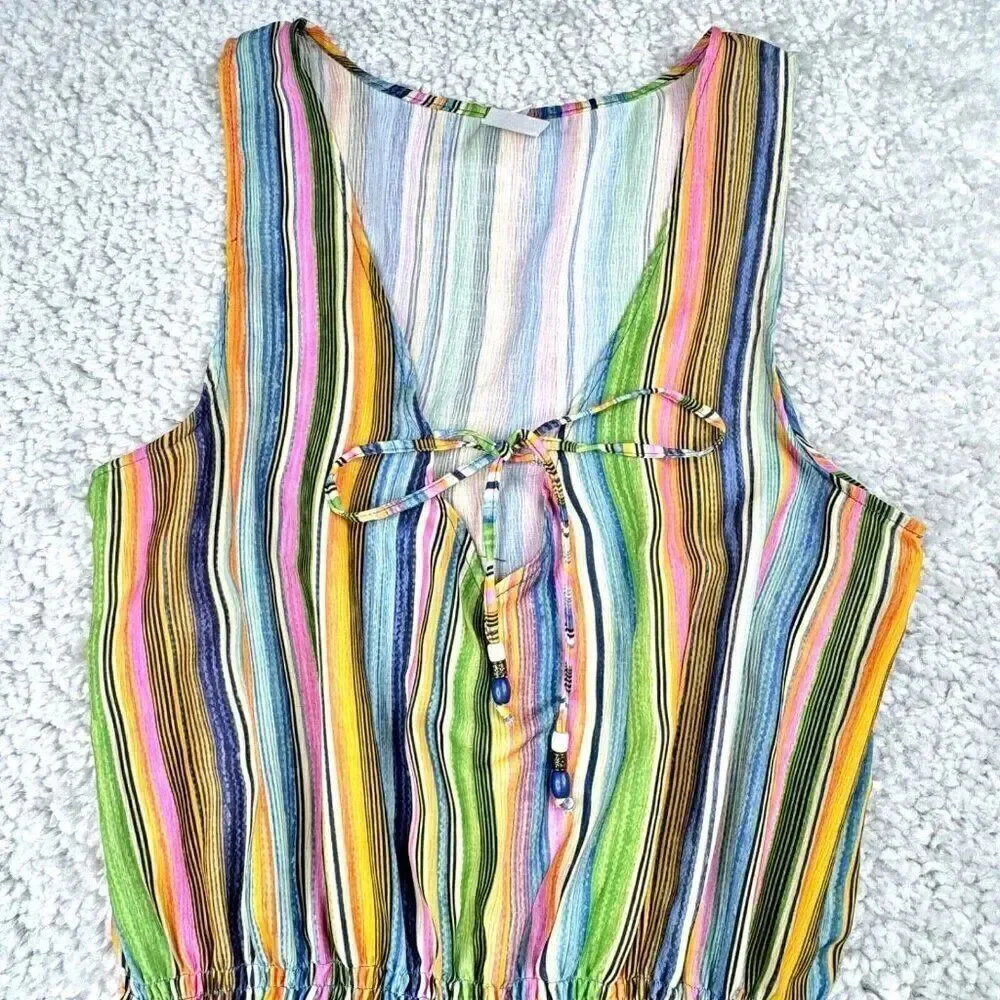 Becca Swim West Village Striped Smocked Cover Up Dress